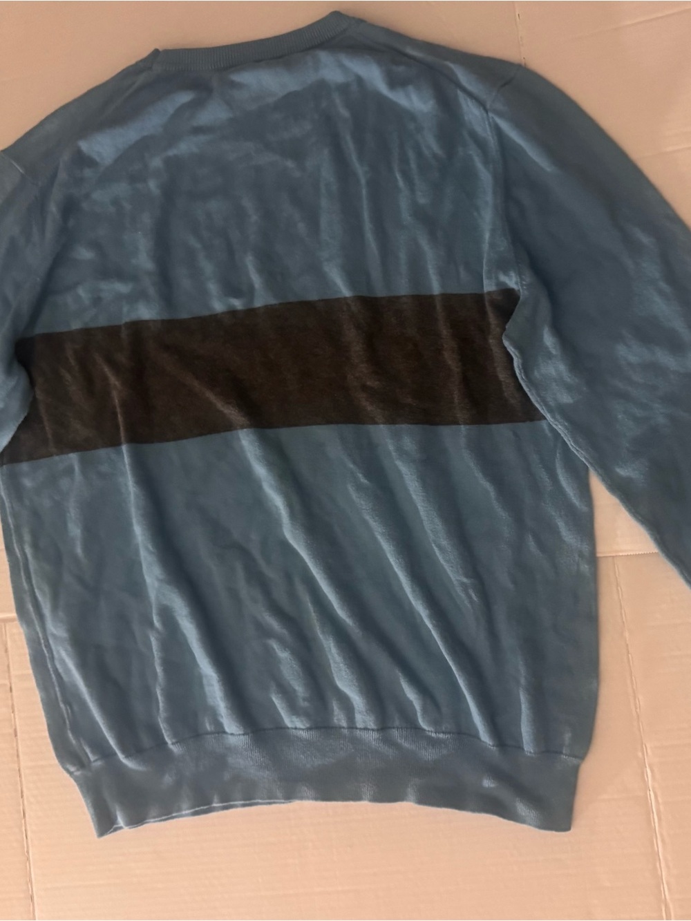 GAP Men's Light Blue Crewneck Sweater with Black Stripe